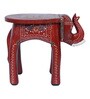 Maroon Handcrafted Wooden Elephant Chowkie