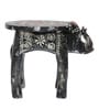 Grey Handcrafted Wooden Elephant Chowkie Set of 2