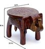 Brown Handcrafted Wooden Elephant Chowkie