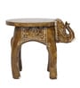 Golden Handcrafted Wooden Elephant Chowkie Set of 2