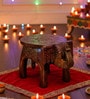 Brown Handcrafted Wooden Elephant Chowkie