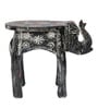 Grey Handcrafted Wooden Elephant Chowkie Set of 2