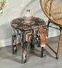 Grey Handcrafted Wooden Elephant Chowkie