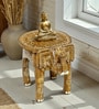Golden Handcrafted Wooden Elephant Chowkie Set of 2