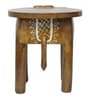 Golden Handcrafted Wooden Elephant Chowkie Set of 2