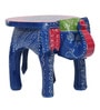Blue Handcrafted Wooden Elephant Chowkie