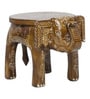 Golden Handcrafted Wooden Elephant Chowkie Set of 2
