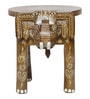 Golden Handcrafted Wooden Elephant Chowkie