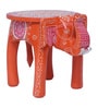 Red Handcrafted Wooden Elephant Chowkie