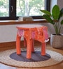 Red Handcrafted Wooden Elephant Chowkie