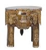 Golden Handcrafted Wooden Elephant Chowkie Set of 2