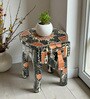 Grey Handcrafted Wooden Elephant Chowkie Set of 2