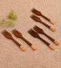 Handcrafted Natural Brown  Wood (Set of 6) Forks