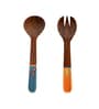 Handcrafted Natural Brown  Wood 2Pcs Spoon with Fork
