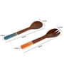 Handcrafted Natural Brown  Wood 2Pcs Spoon with Fork