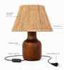 Handcrafted Wooden Table Lamp with Jute Shade for Bedroom