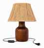 Handcrafted Wooden Table Lamp with Jute Shade for Bedroom