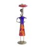 Handcrafted Wrought Iron Lady with Umbrella Multicolour Figurine
