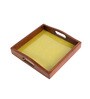 Handcrafted Yellow WOOD & Glass Serving Tray