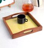 Handcrafted Yellow WOOD & Glass Serving Tray
