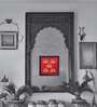 Red HandcraftedPadma (Lotus Flower) Gold-Plated Jardoshi Embroidery Wall Art