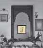 Yellow Handcrafted Shree-Ganesha Gold-Plated Jardoshi Embroidery Wall Art