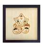 Yellow Handcrafted Lord Vigneshwara Gold-Plated Jardoshi Embroidery Wall Art