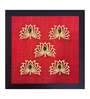 Red HandcraftedPadma (Lotus Flower) Gold-Plated Jardoshi Embroidery Wall Art