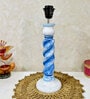 Handmade & Handpainted Blue& white Rope shape Wooden Table lamp with Cotton Black shade