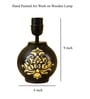 Handmade & handpainted Silver colour Wooden matka lamp with Handpainted Floral design on Cotton Black shade