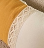 Handmade  Cotton Mustard and Off White  Crochet with Flap  Set of 2 (12x18inches) Cushion Covers