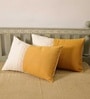 Handmade  Cotton Mustard and Off White  Crochet with Flap  Set of 2 (12x18inches) Cushion Covers