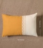 Handmade  Cotton Mustard and Off White  Crochet with Flap  Set of 2 (12x18inches) Cushion Covers