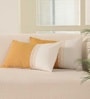 Handmade  Cotton Mustard and Off White  Crochet with Flap  Set of 2 (12x18inches) Cushion Covers