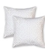 Handmade Applique and Cut Work Cotton Off White Set of 2 (16x16 inches) Cushion Cover