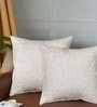 Handmade Applique and Cut Work Cotton Off White Set of 2 (16x16 inches) Cushion Cover