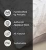 Handmade Applique and Cut Work Cotton Off White Set of 4 (16x16 inches) Cushion Cover