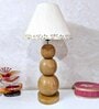 Handmade Balled Wooden Table Lamp with Cotton Shade (BROWN & BEIGE)