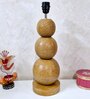 Handmade Balled Wooden Table Lamp with Cotton Shade (BROWN & BEIGE)