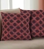 Handmade Block Printed Cotton Brick Red & Black Set of 2(16x16inches) Cushion Cover