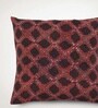 Handmade Block Printed Cotton Brick Red & Black Set of 2(16x16inches) Cushion Cover