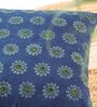 Handmade Block Printed Cotton Indigo & Green Set of 2(16x16inches) Cushion Cover