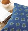 Handmade Block Printed Cotton Indigo & Green Set of 2(16x16inches) Cushion Cover