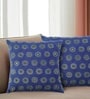 Handmade Block Printed Cotton Indigo & Green Set of 2(16x16inches) Cushion Cover