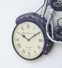 Handmade Blue Metal Bullet Bilke Wall Hanging Clock