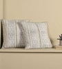 Handmade Cotton Aqua Green and Off White Set of 2 (18x18inches) Cushion Covers