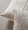 Handmade Cotton Aqua Green and Off White Set of 2 (18x18inches) Cushion Covers