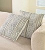 Handmade Cotton Aqua Green and Off White Set of 2 (18x18inches) Cushion Covers