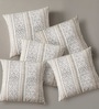 Handmade Cotton Aqua Green and Off White Set of 5 (18x18inches) Cushion Covers