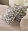 Handmade Cotton Charcoal and Off White Set of 2 (18x18inches) Cushion Covers